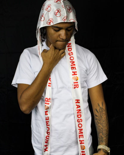 White & Red Reversible Durag